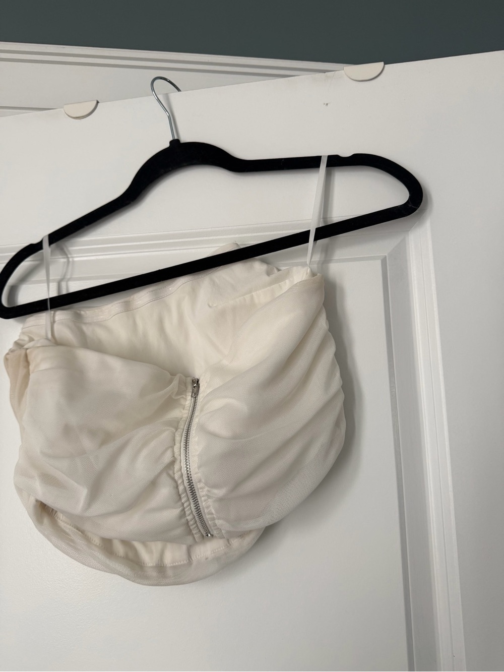 White Ruched Strapless Top - Picture 7 of 8